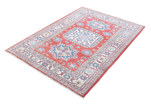 Hand Knotted Royal Kazak Wool Rug 4' 0" x 5' 10" - No. AT16444