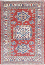 Hand Knotted Royal Kazak Wool Rug 4' 0" x 5' 10" - No. AT16444