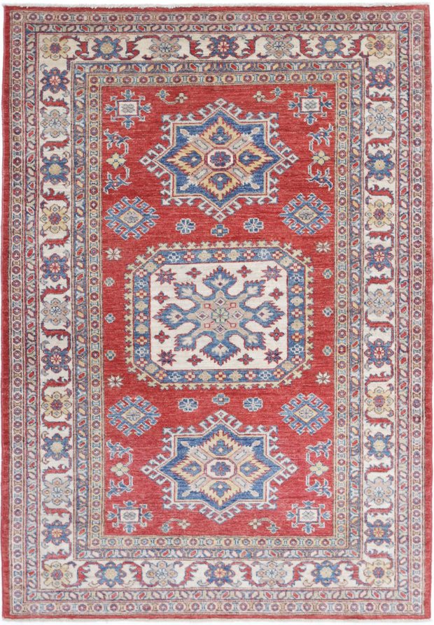 Hand Knotted Royal Kazak Wool Rug 4' 0" x 5' 10" - No. AT16444