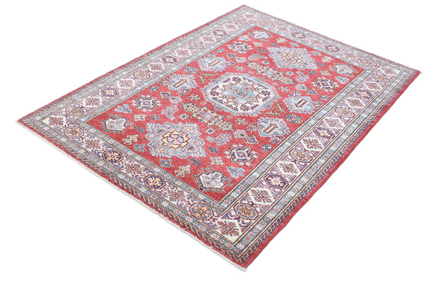 Hand Knotted Royal Kazak Wool Rug 4' 1" x 5' 7" - No. AT99618