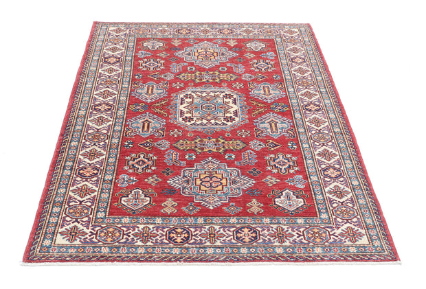 Hand Knotted Royal Kazak Wool Rug 4' 1" x 5' 7" - No. AT99618