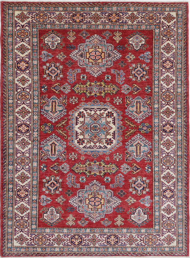 Hand Knotted Royal Kazak Wool Rug 4' 1" x 5' 7" - No. AT99618