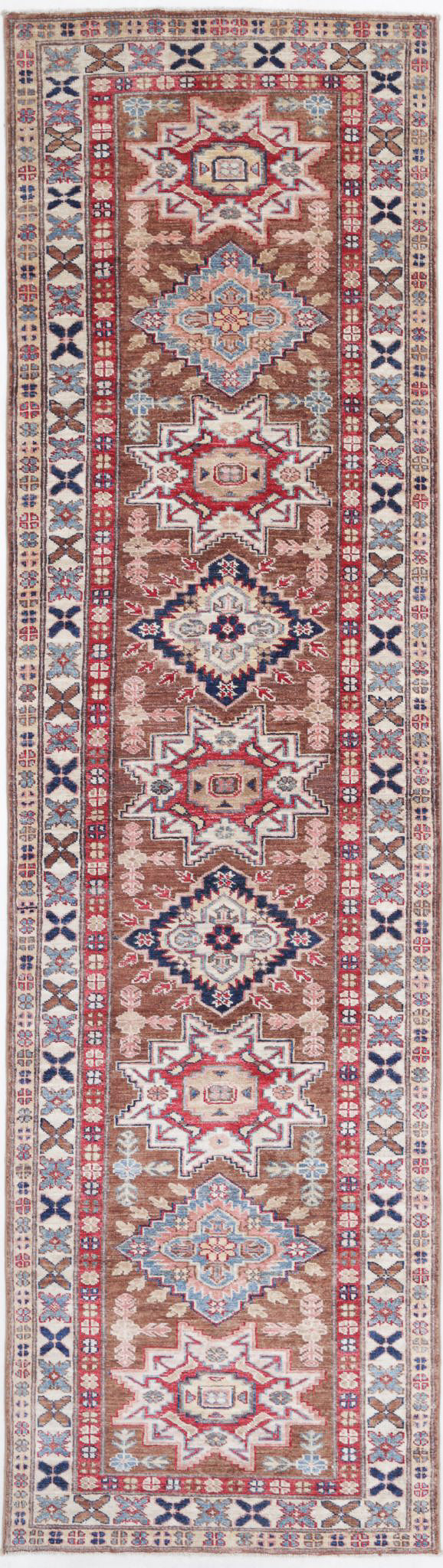Hand Knotted Royal Kazak Wool Rug 2' 6" x 9' 8" - No. AT15400