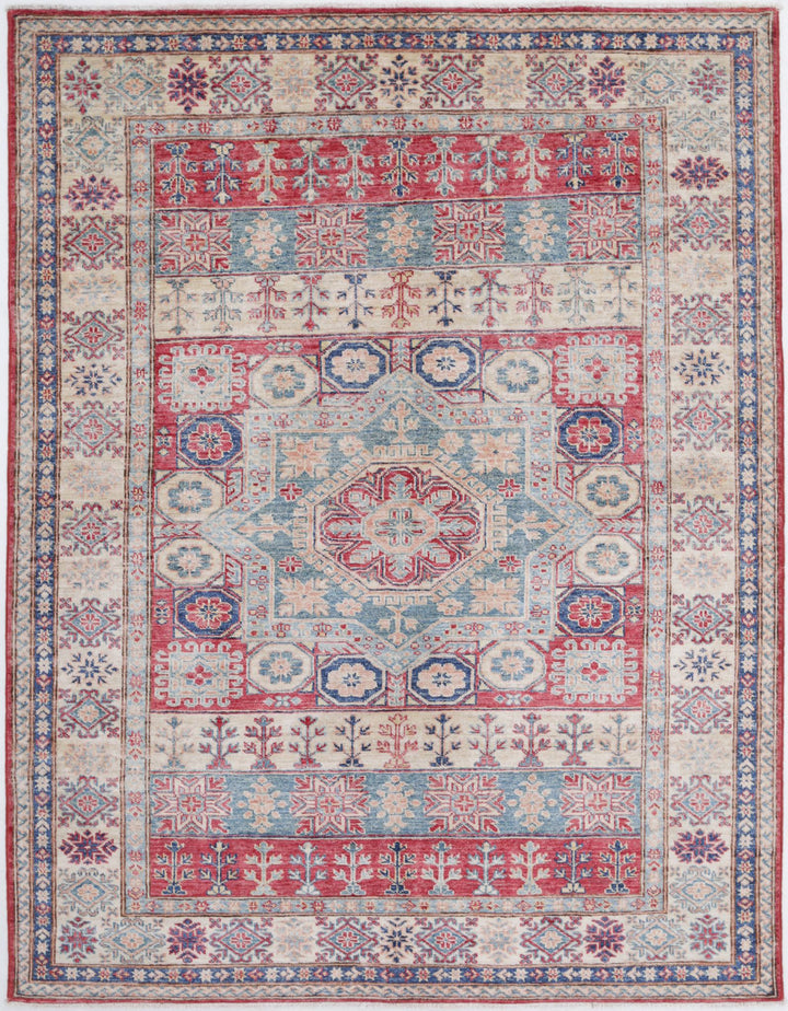 Hand Knotted Royal Kazak Wool Rug 4' 10" x 6' 3" - No. AT61545