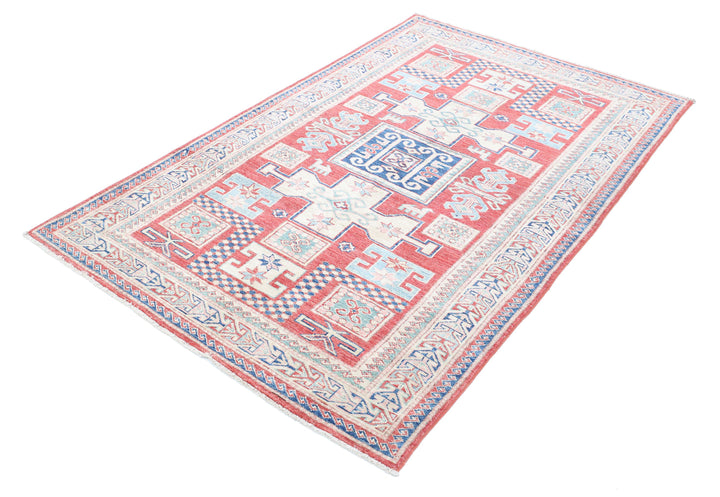 Hand Knotted Royal Kazak Wool Rug 4' 1" x 6' 7" - No. AT80073