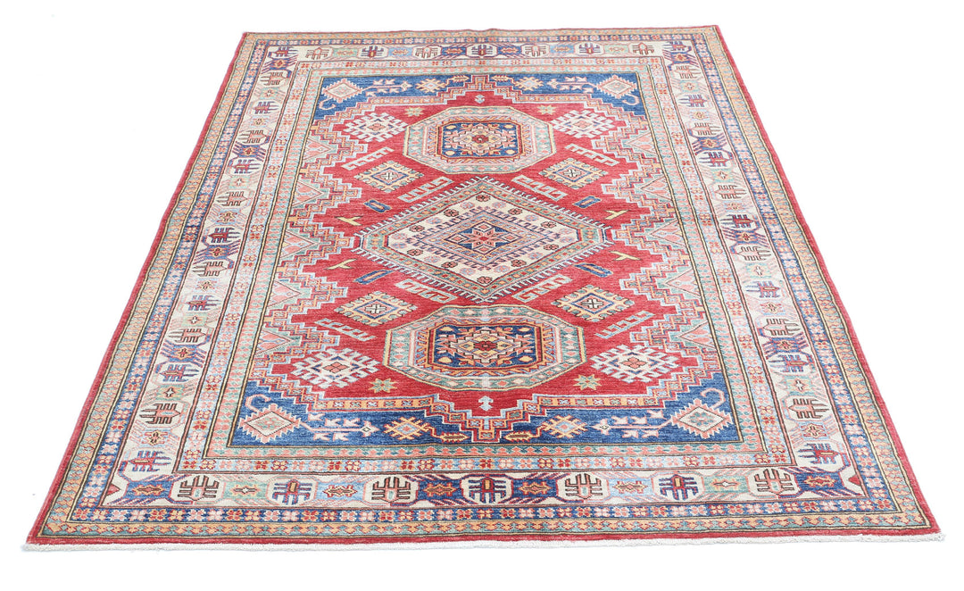 Hand Knotted Royal Kazak Wool Rug 4' 10" x 6' 6" - No. AT83236