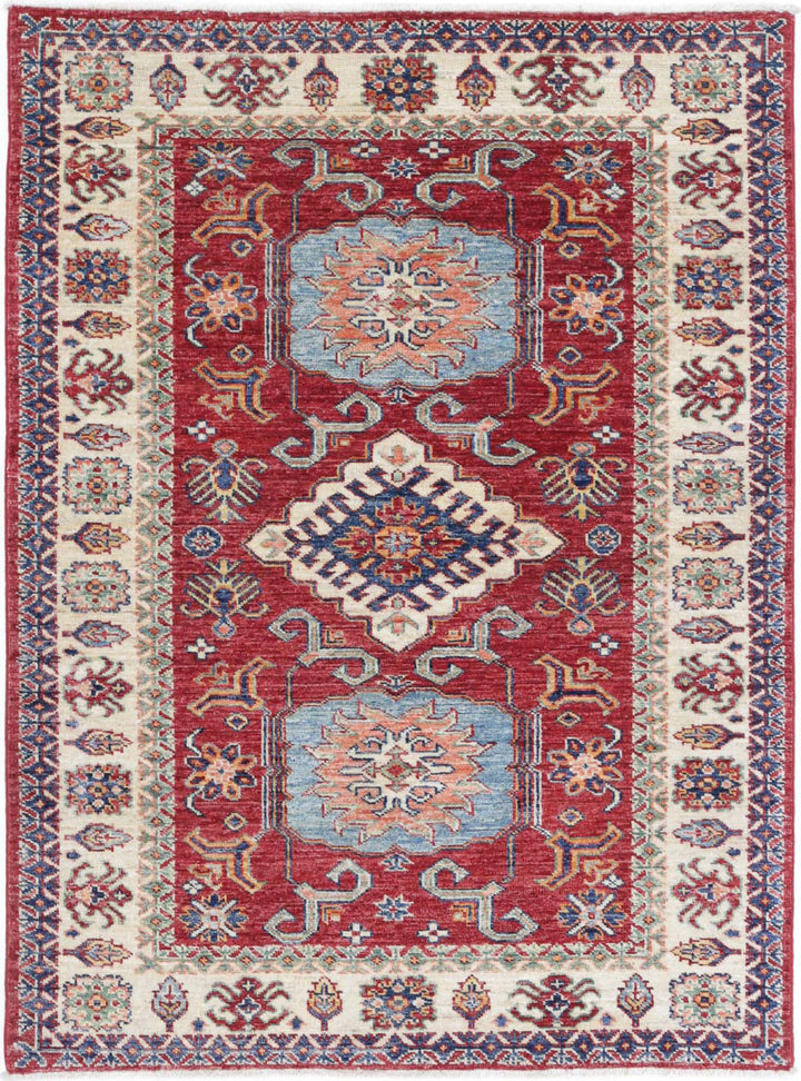 Hand Knotted Royal Kazak Wool Rug 3' 6" x 4' 9" - No. AT91334