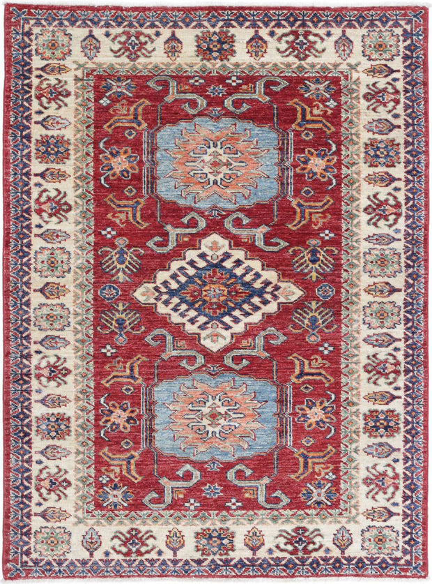 Hand Knotted Royal Kazak Wool Rug 3' 6" x 4' 9" - No. AT91334