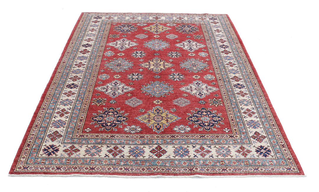 Hand Knotted Royal Kazak Wool Rug 5' 7" x 7' 6" - No. AT18406