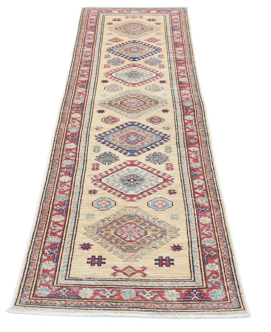 Hand Knotted Royal Kazak Wool Rug 2' 2" x 7' 10" - No. AT64201