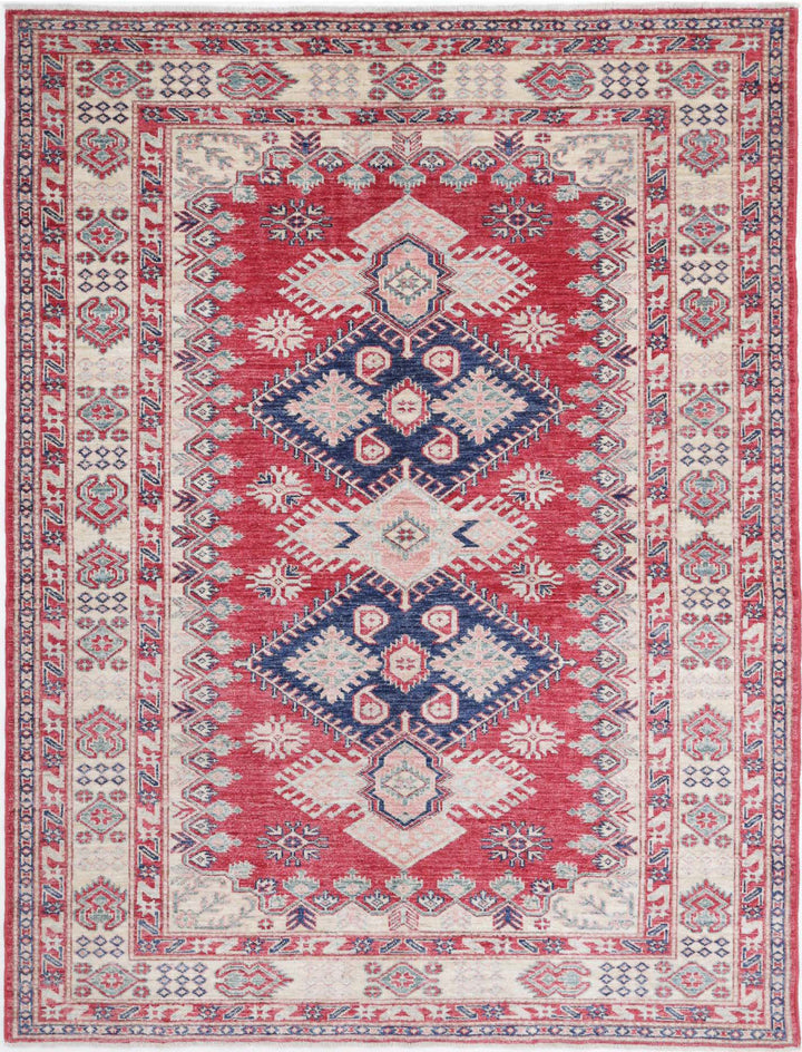 Hand Knotted Royal Kazak Wool Rug 5' 0" x 6' 7" - No. AT12555
