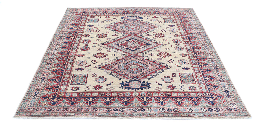 Hand Knotted Royal Kazak Wool Rug 6' 1" x 6' 6" - No. AT20278