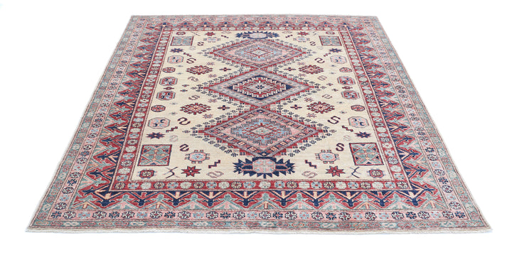 Hand Knotted Royal Kazak Wool Rug 6' 1" x 6' 6" - No. AT20278
