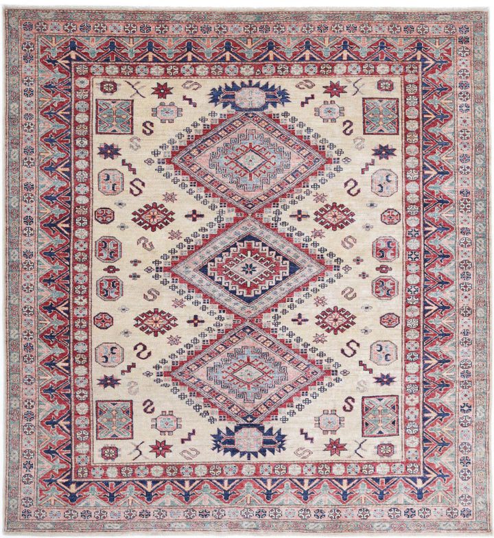Hand Knotted Royal Kazak Wool Rug 6' 1" x 6' 6" - No. AT20278