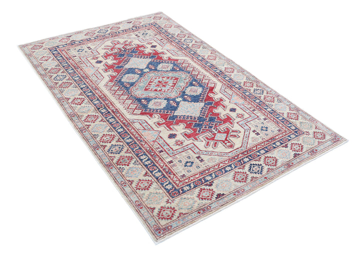 Hand Knotted Royal Kazak Wool Rug 4' 0" x 6' 2" - No. AT28282