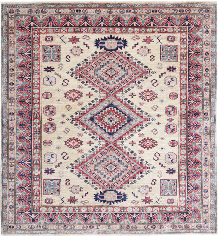 Hand Knotted Royal Kazak Wool Rug 6' 2" x 6' 8" - No. AT53348