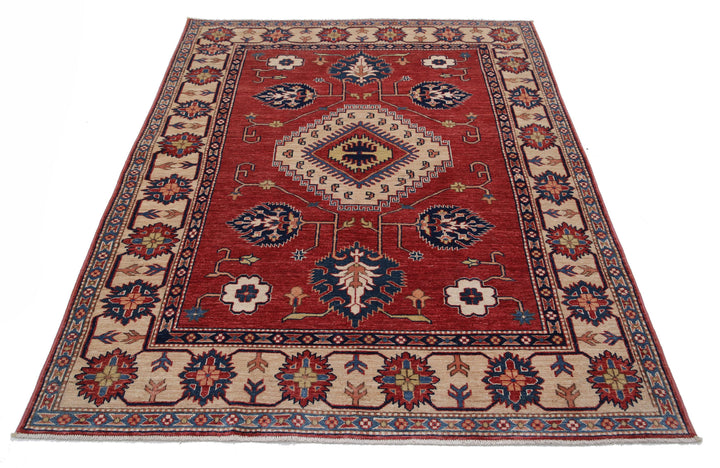 Hand Knotted Royal Kazak Wool Rug 5' 0" x 6' 4" - No. AT92777