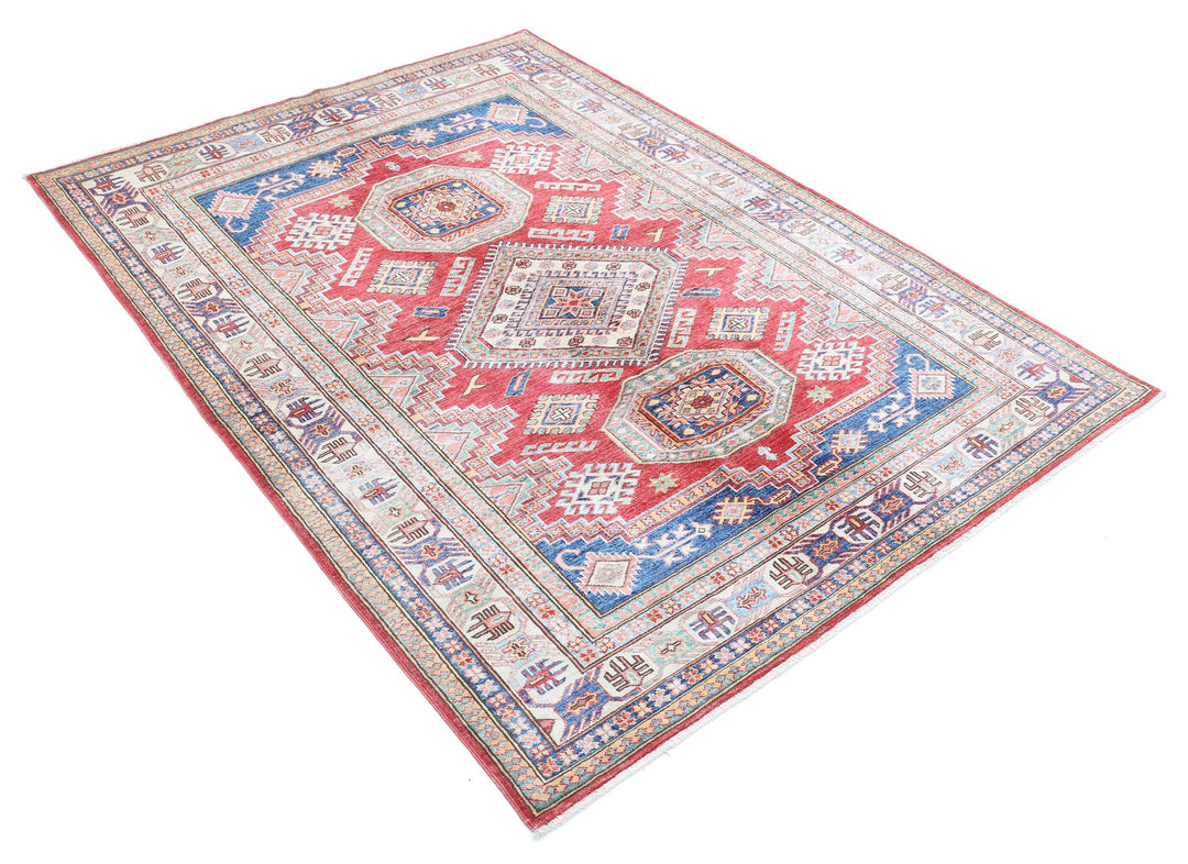 Hand Knotted Royal Kazak Wool Rug 4' 10" x 6' 6" - No. AT83236