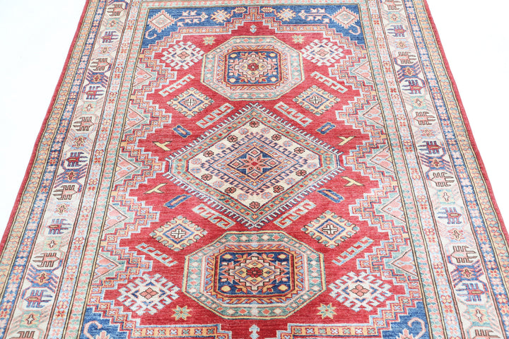 Hand Knotted Royal Kazak Wool Rug 4' 10" x 6' 6" - No. AT83236