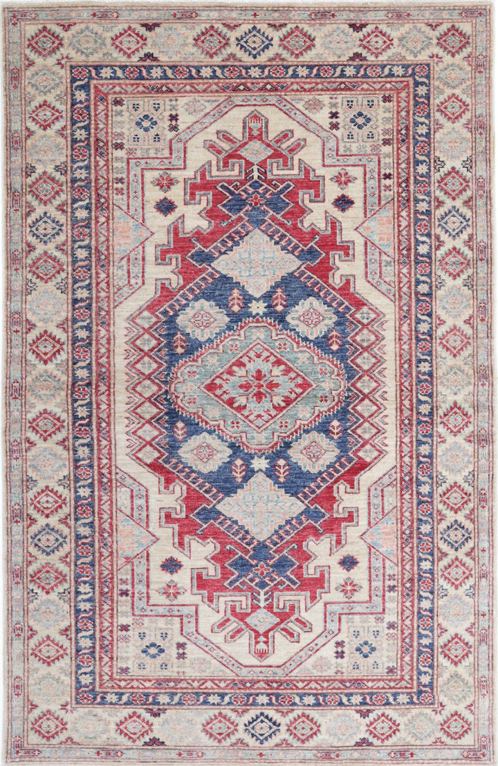 Hand Knotted Royal Kazak Wool Rug 4' 0" x 6' 2" - No. AT28282