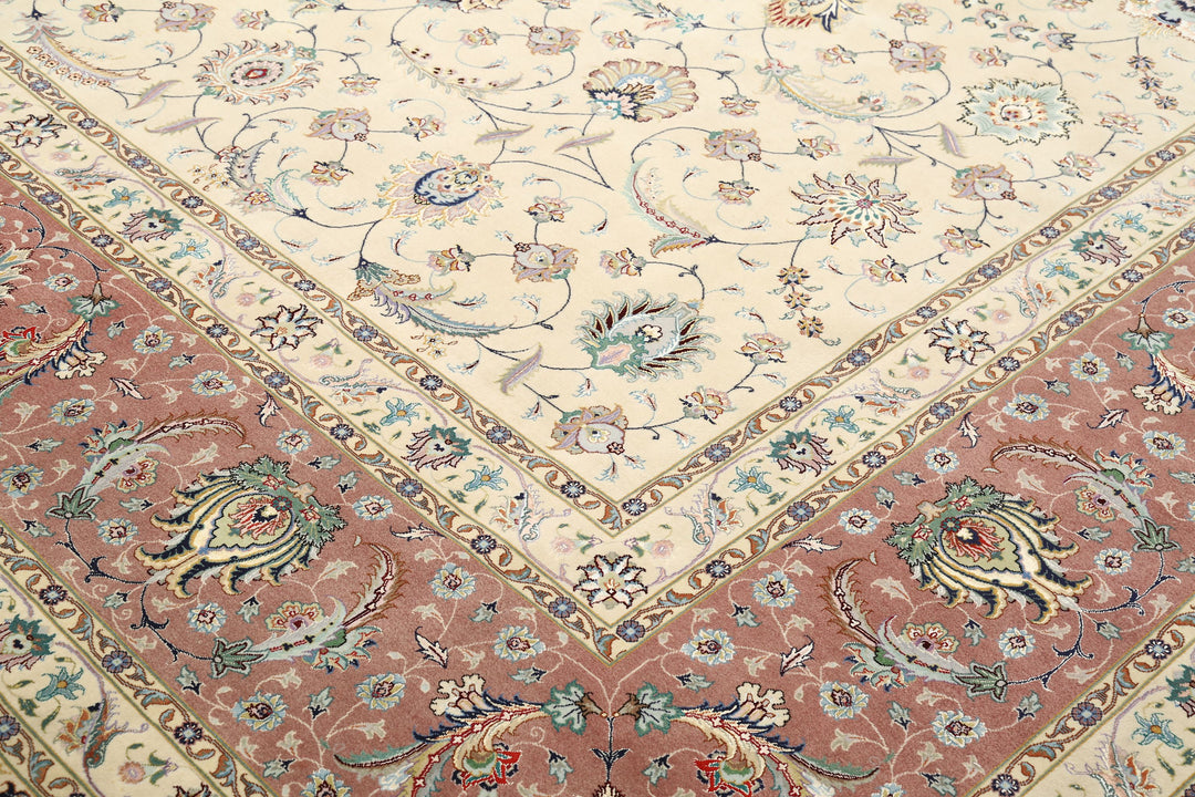 Hand Knotted Masterpiece Persian Tabriz Fine Faragi Wool Rug 13' 0" x 16' 11" - No. AT40013