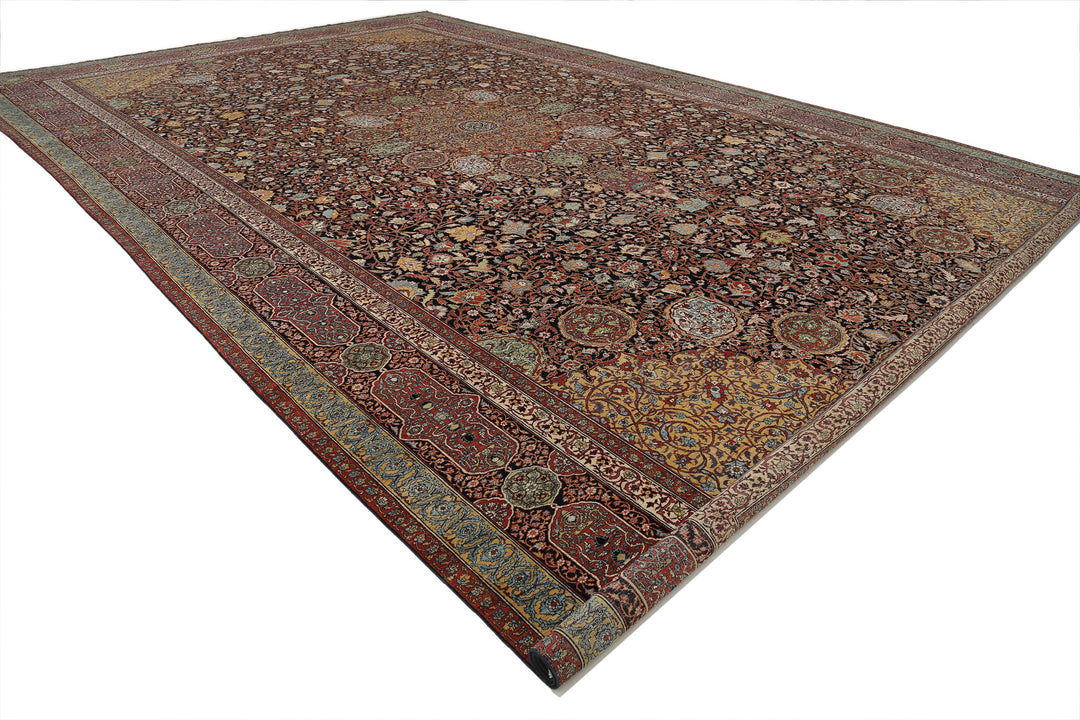 Hand Knotted Masterpiece Persian Tabriz Fine Sheikh Safi Wool Rug 14' 9" x 23' 7" - No. AT54972