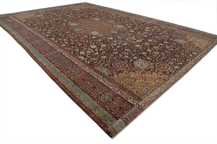 Hand Knotted Masterpiece Persian Tabriz Fine Sheikh Safi Wool Rug 14' 9" x 23' 7" - No. AT54972