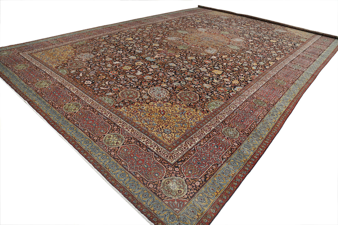 Hand Knotted Masterpiece Persian Tabriz Fine Sheikh Safi Wool Rug 14' 9" x 23' 7" - No. AT54972