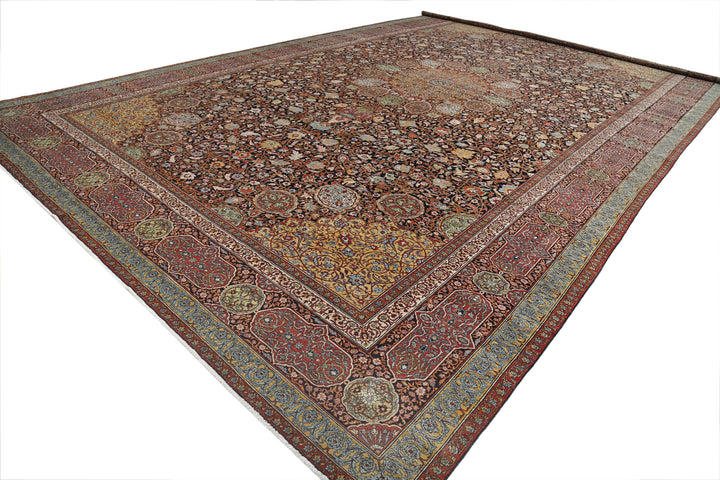 Hand Knotted Masterpiece Persian Tabriz Fine Sheikh Safi Wool Rug 14' 9" x 23' 7" - No. AT54972