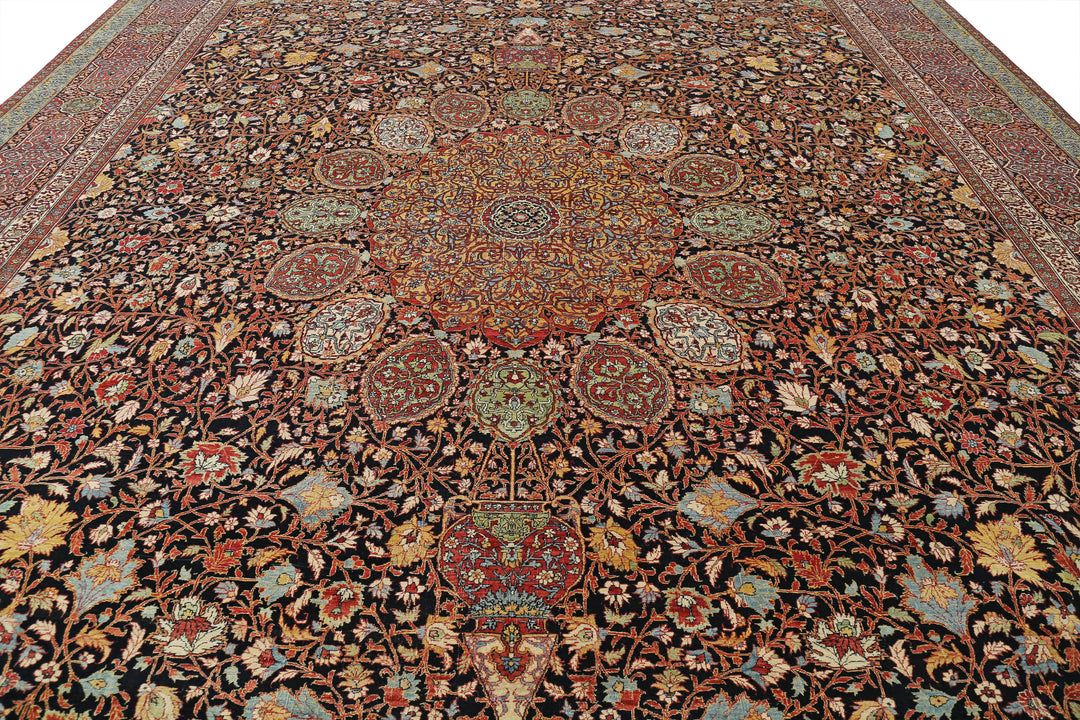 Hand Knotted Masterpiece Persian Tabriz Fine Sheikh Safi Wool Rug 14' 9" x 23' 7" - No. AT54972
