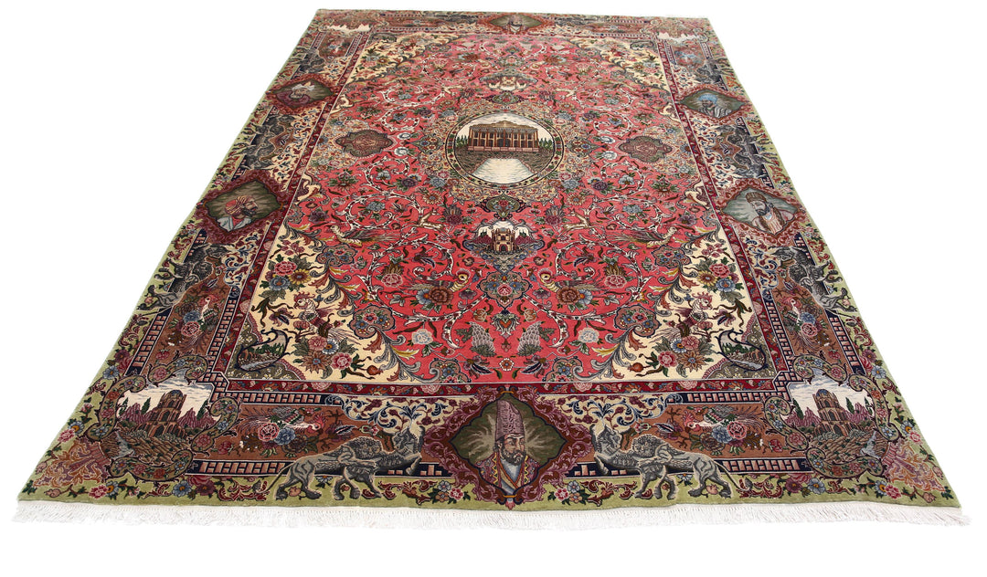 Hand Knotted Masterpiece Persian Tabriz Fine Wool Rug 6' 8" x 10' 10" - No. AT54664