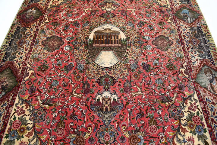 Hand Knotted Masterpiece Persian Tabriz Fine Wool Rug 6' 8" x 10' 10" - No. AT54664