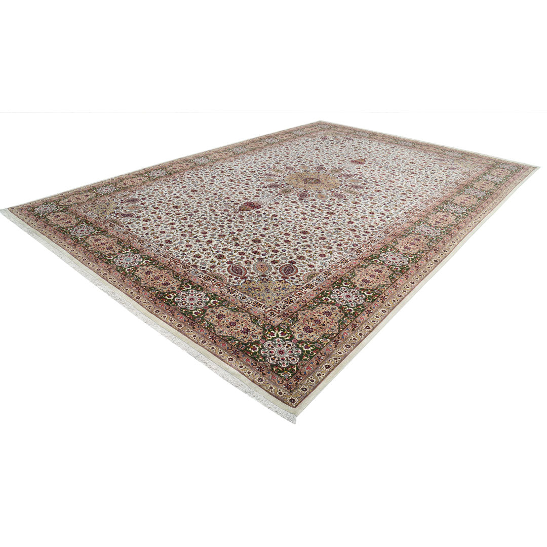 Hand Knotted Masterpiece Persian Tabriz Fine Sheikh Safi Wool & Silk Rug 11' 1" x 16' 0" - No. AT92492