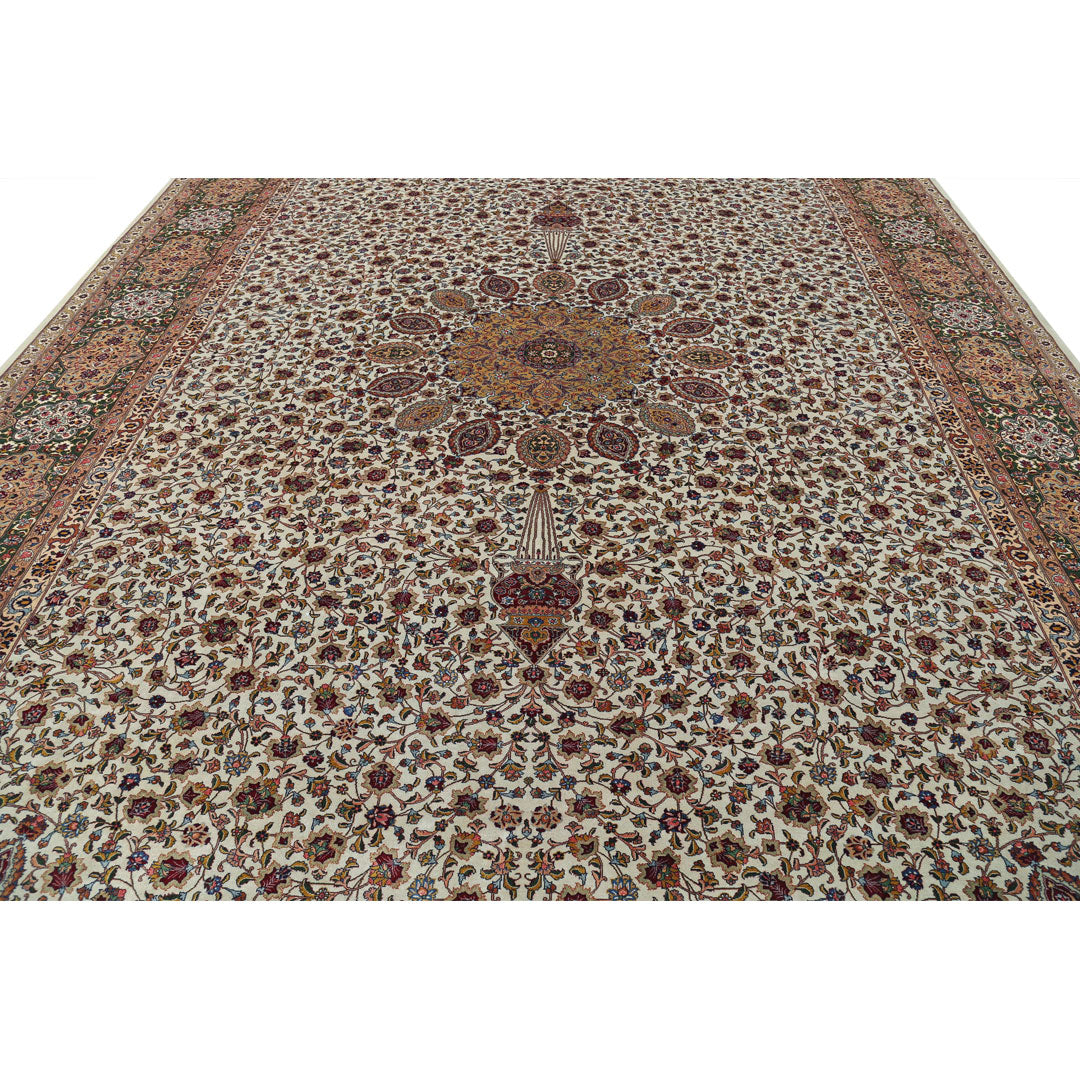 Hand Knotted Masterpiece Persian Tabriz Fine Sheikh Safi Wool & Silk Rug 11' 1" x 16' 0" - No. AT92492