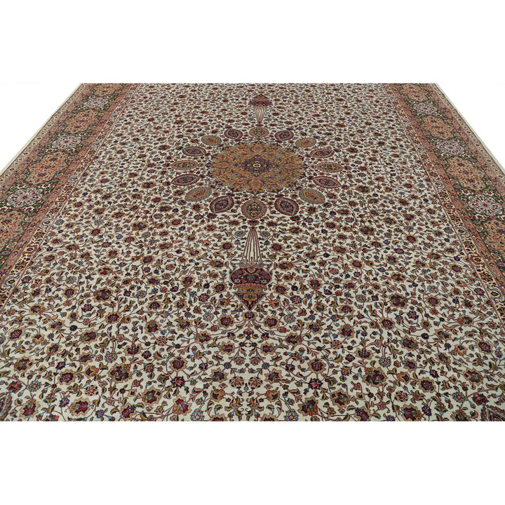 Hand Knotted Masterpiece Persian Tabriz Fine Sheikh Safi Wool & Silk Rug 11' 1" x 16' 0" - No. AT92492