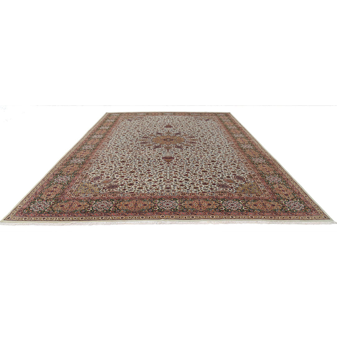 Hand Knotted Masterpiece Persian Tabriz Fine Sheikh Safi Wool & Silk Rug 11' 1" x 16' 0" - No. AT92492