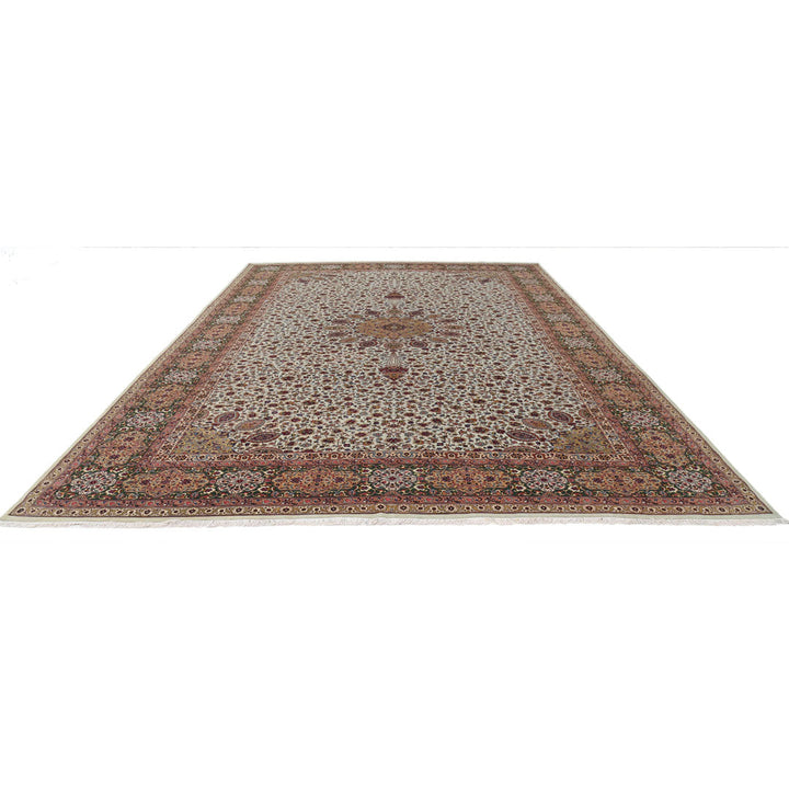 Hand Knotted Masterpiece Persian Tabriz Fine Sheikh Safi Wool & Silk Rug 11' 1" x 16' 0" - No. AT92492