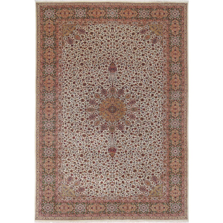 Hand Knotted Masterpiece Persian Tabriz Fine Sheikh Safi Wool & Silk Rug 11' 1" x 16' 0" - No. AT92492