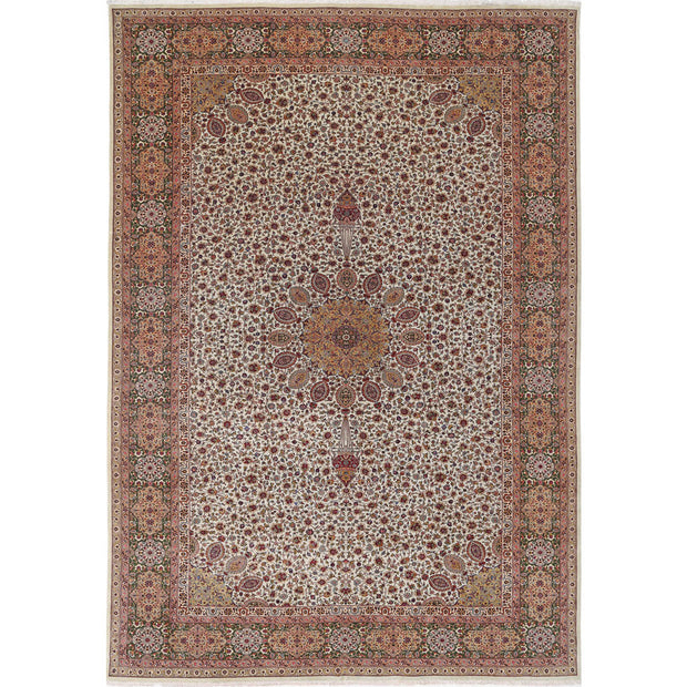 Hand Knotted Masterpiece Persian Tabriz Fine Sheikh Safi Wool & Silk Rug 11' 1" x 16' 0" - No. AT92492