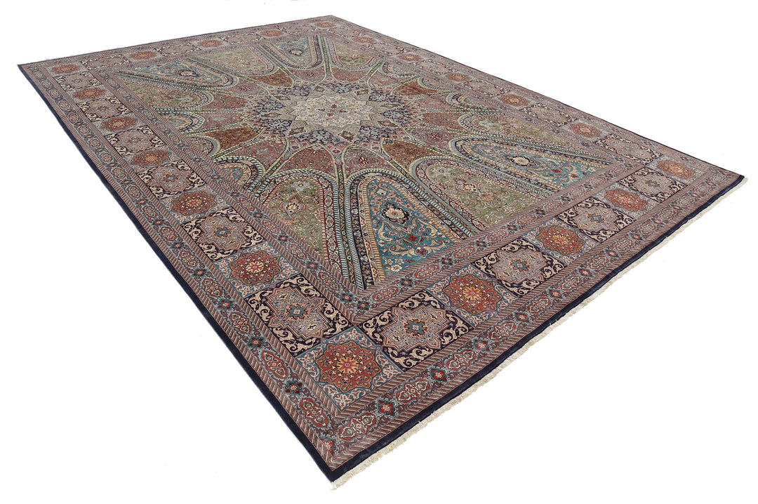 Hand Knotted Masterpiece Persian Tabriz Fine Wool & Silk Rug 9' 8" x 13' 4" - No. AT69303