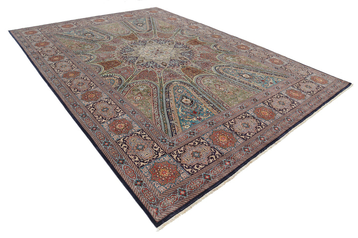 Hand Knotted Masterpiece Persian Tabriz Fine Wool & Silk Rug 9' 8" x 13' 4" - No. AT69303