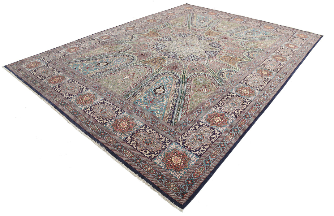 Hand Knotted Masterpiece Persian Tabriz Fine Wool & Silk Rug 9' 8" x 13' 4" - No. AT69303