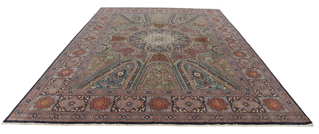 Hand Knotted Masterpiece Persian Tabriz Fine Wool & Silk Rug 9' 8" x 13' 4" - No. AT69303