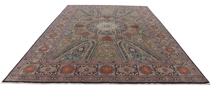 Hand Knotted Masterpiece Persian Tabriz Fine Wool & Silk Rug 9' 8" x 13' 4" - No. AT69303