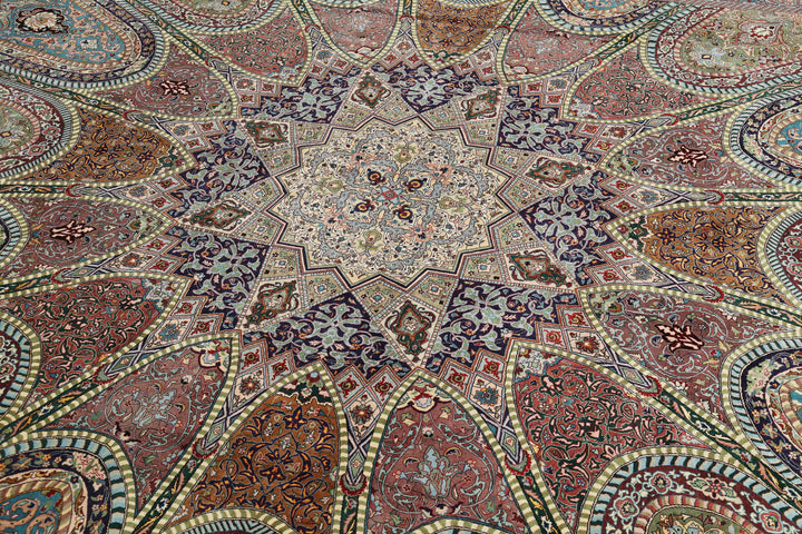 Hand Knotted Masterpiece Persian Tabriz Fine Wool & Silk Rug 9' 8" x 13' 4" - No. AT69303