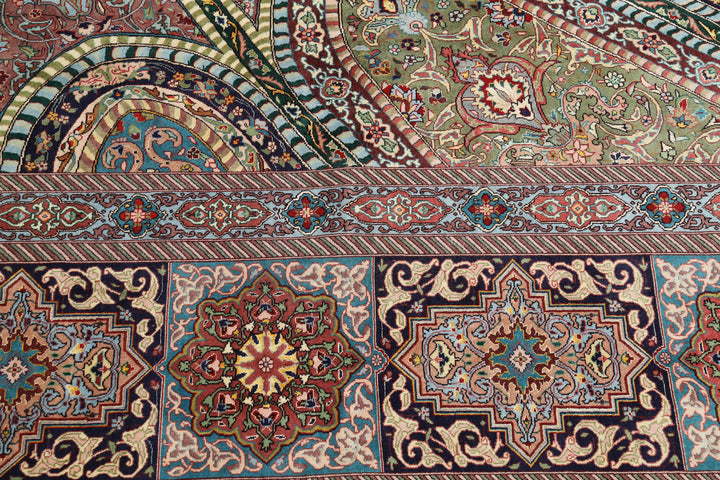 Hand Knotted Masterpiece Persian Tabriz Fine Wool & Silk Rug 9' 8" x 13' 4" - No. AT69303