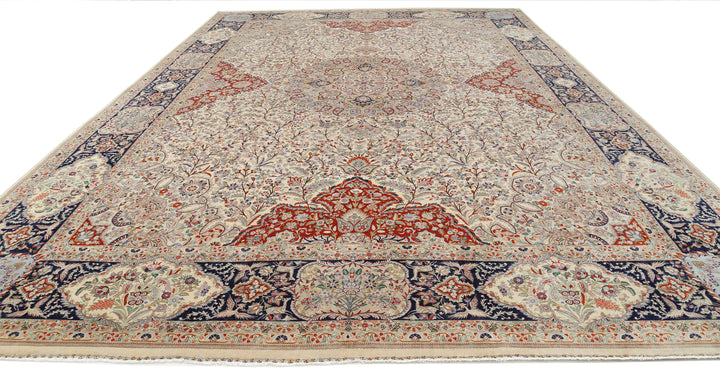 Hand Knotted Masterpiece Persian Tabriz Fine Wool & Silk Rug 12' 10" x 19' 6" - No. AT27948