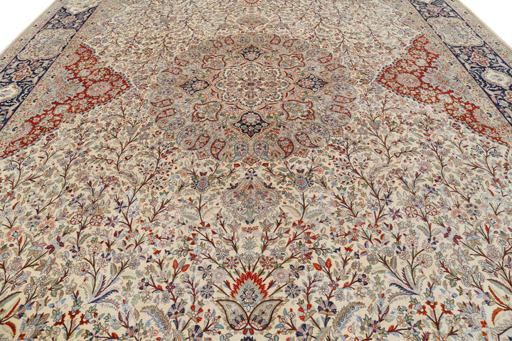 Hand Knotted Masterpiece Persian Tabriz Fine Wool & Silk Rug 12' 10" x 19' 6" - No. AT27948