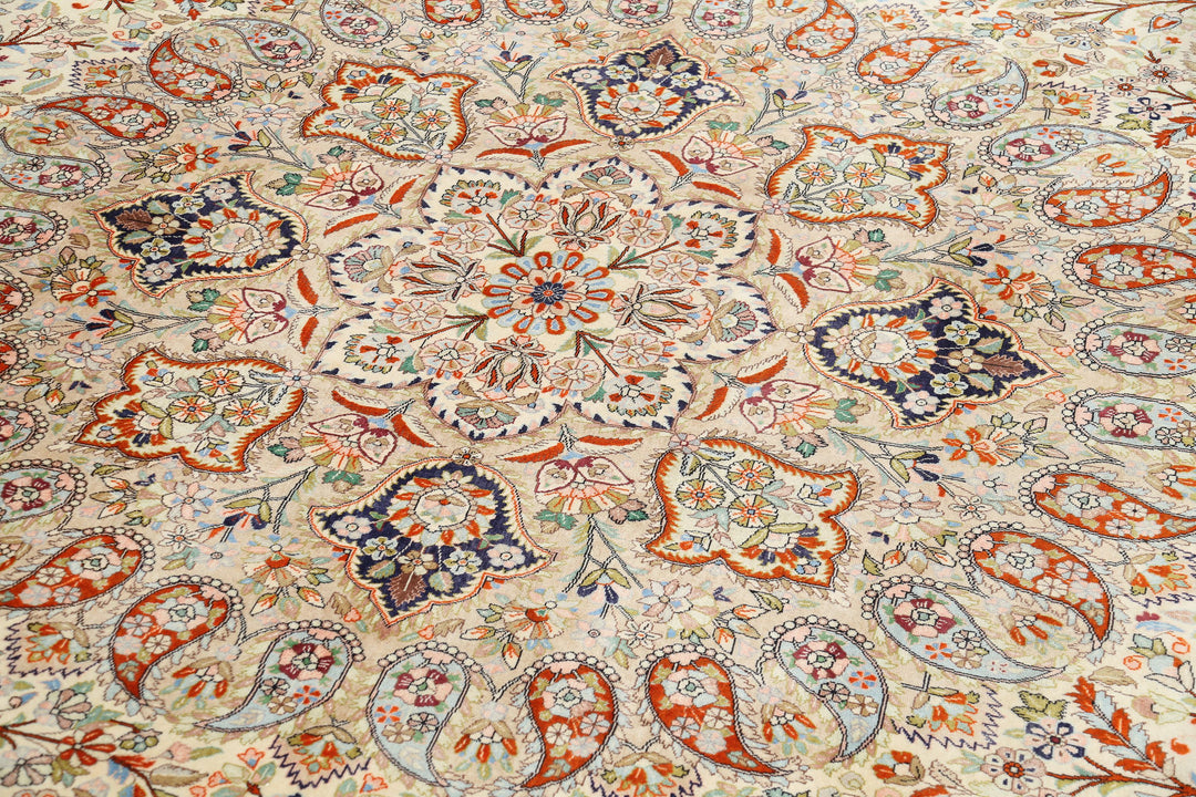 Hand Knotted Masterpiece Persian Tabriz Fine Wool & Silk Rug 12' 10" x 19' 6" - No. AT27948