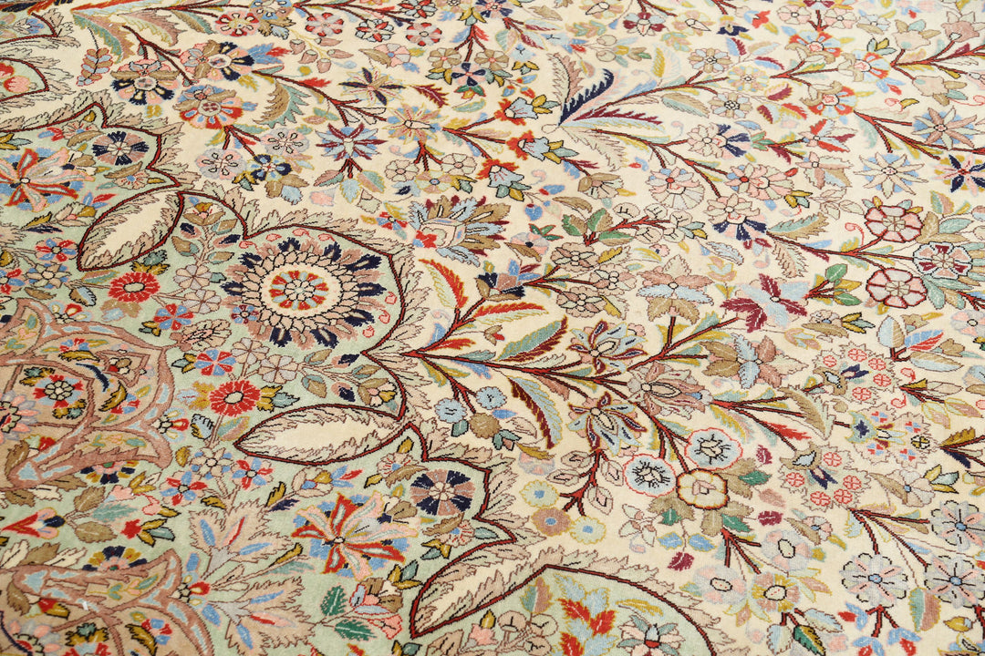 Hand Knotted Masterpiece Persian Tabriz Fine Wool & Silk Rug 12' 10" x 19' 6" - No. AT27948